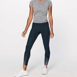 Lululemon Nocturnal Teal Tight Stuff reflective dot scallop hem leggings